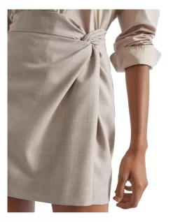 Wool Blend Cross Dye Mini Skirt In Grey