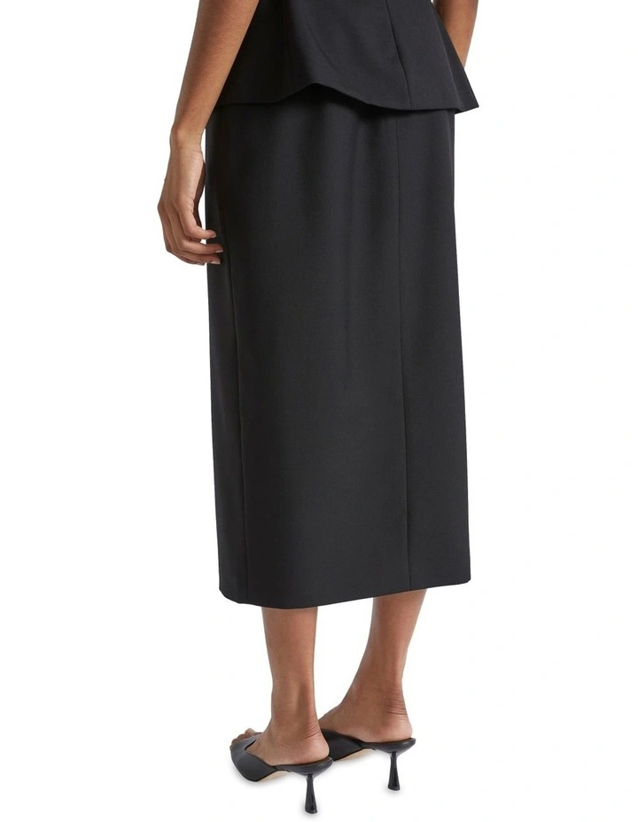 Wool Blend Split Front Skirt In Black 6 Wool Blend Split Front Skirt In Black - Image 4