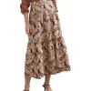 French Connection Paisley Tiered Midi Skirt