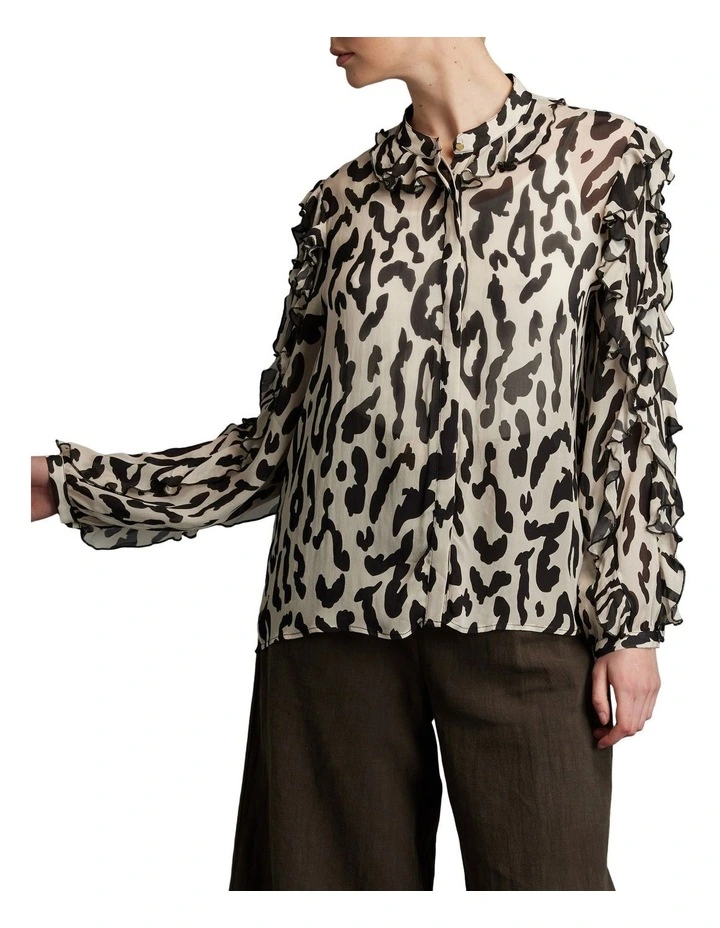 Dreaming Frill Sleeve Top In Cream Multi 4 Dreaming Frill Sleeve Top In Cream Multi - Image 2