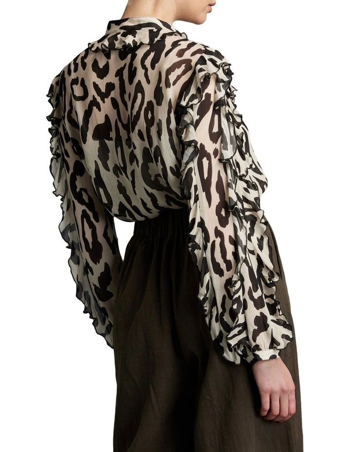 Dreaming Frill Sleeve Top In Cream Multi 6 Dreaming Frill Sleeve Top In Cream Multi - Image 4
