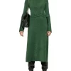 Lurex Twist Front Knit Dress In Green
