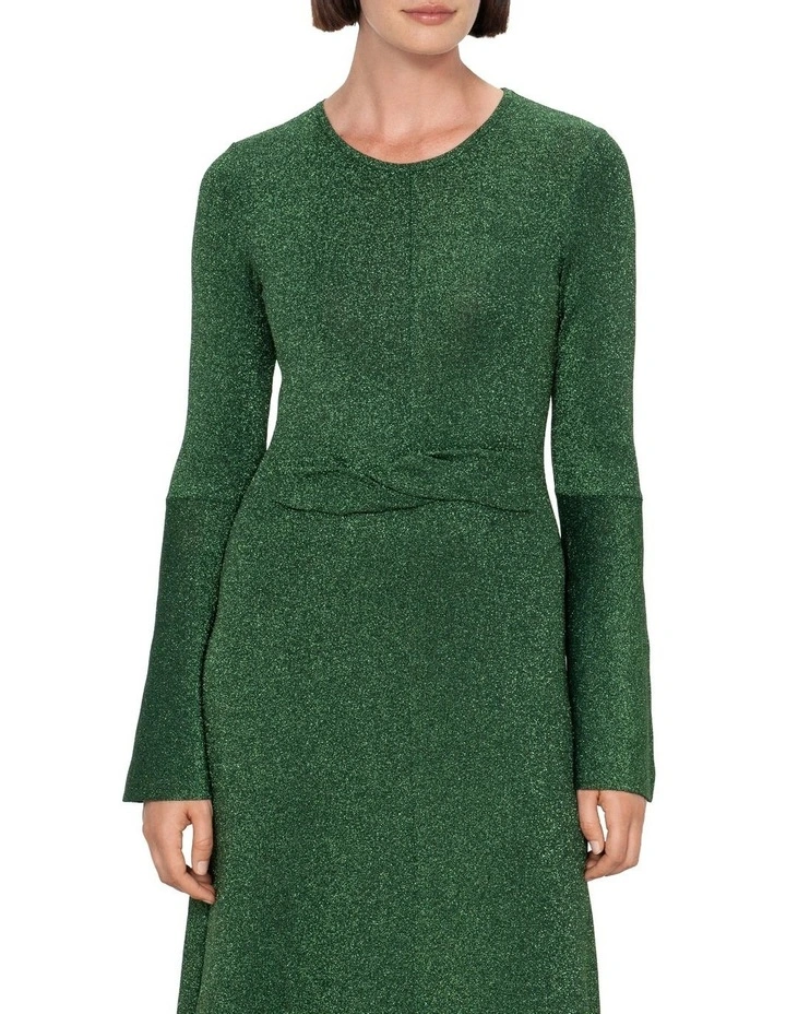 Lurex Twist Front Knit Dress In Green 5 Lurex Twist Front Knit Dress In Green - Image 3